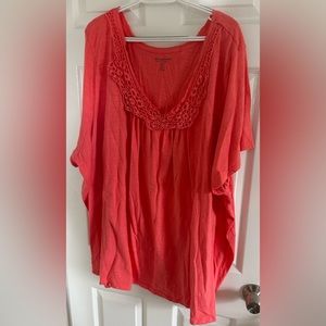 Woman Within Crochet-Trim Knit Top - Size 5X (36/38)